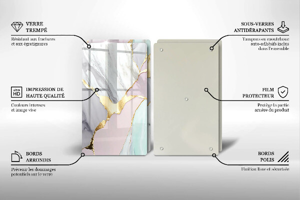 Sklo za varnú dosku Pastelový mramor