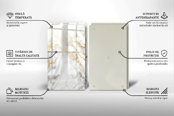 Sklo za varnú dosku Svetlý mramor so zlatom