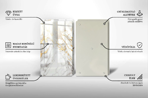 Sklo za varnú dosku Svetlý mramor so zlatom