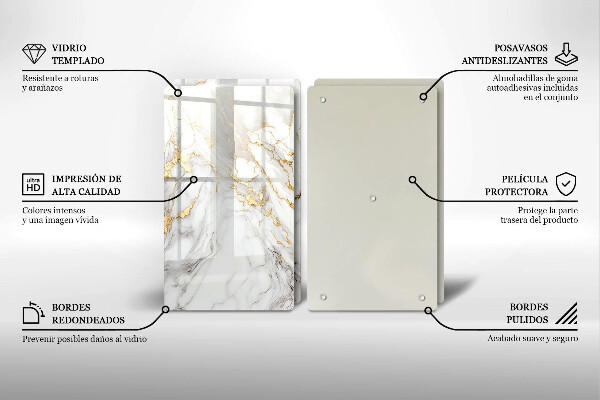 Sklo za varnú dosku Svetlý mramor so zlatom