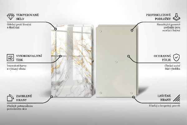 Sklo za varnú dosku Svetlý mramor so zlatom