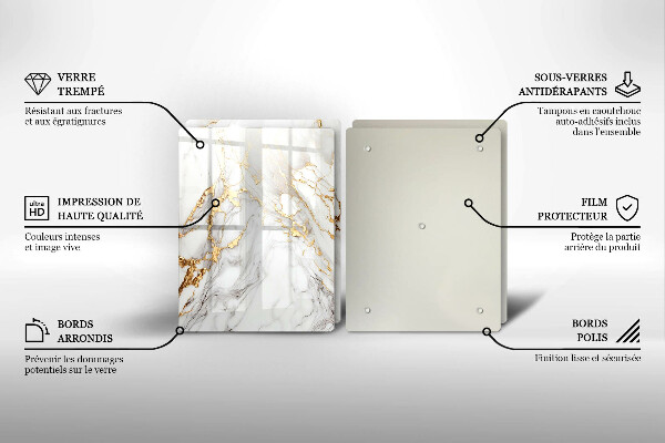 Sklo za varnú dosku Svetlý mramor so zlatom