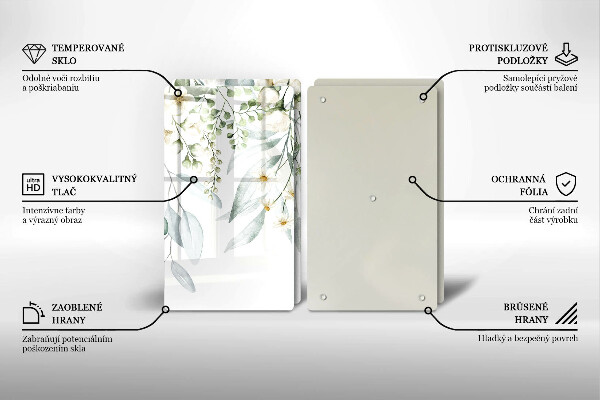 Sklo za varnú dosku Akvarelové rastliny