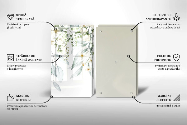 Sklo za varnú dosku Akvarelové rastliny