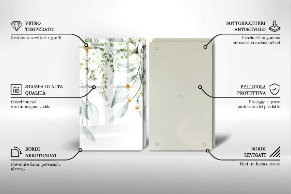 Sklo za varnú dosku Akvarelové rastliny