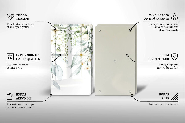 Sklo za varnú dosku Akvarelové rastliny