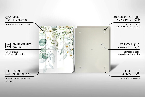 Sklo za varnú dosku Akvarelové rastliny