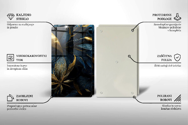 Sklo za varnú dosku Ozdobné listy so zlatom