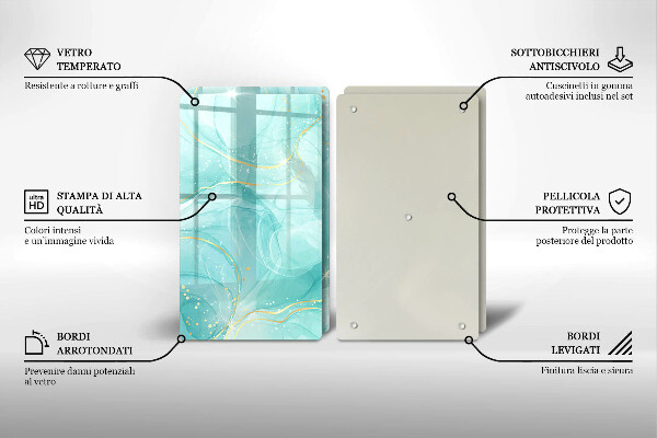 Sklo za varnú dosku Modrá a zlatá abstrakcia