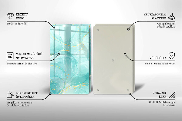 Sklo za varnú dosku Modrá a zlatá abstrakcia