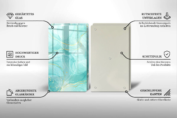 Sklo za varnú dosku Modrá a zlatá abstrakcia