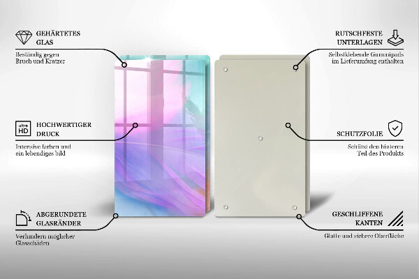 Sklo za varnú dosku Pastelové perie