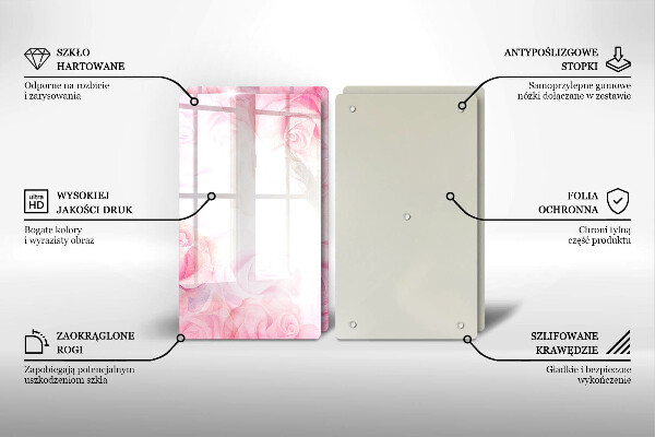 Tvrdené sklo za varnú dosku Jemné ruže na pozadí