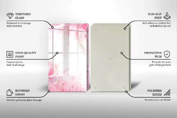 Tvrdené sklo za varnú dosku Jemné ruže na pozadí