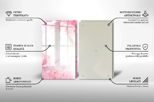 Tvrdené sklo za varnú dosku Jemné ruže na pozadí