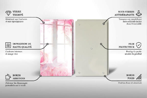 Tvrdené sklo za varnú dosku Jemné ruže na pozadí