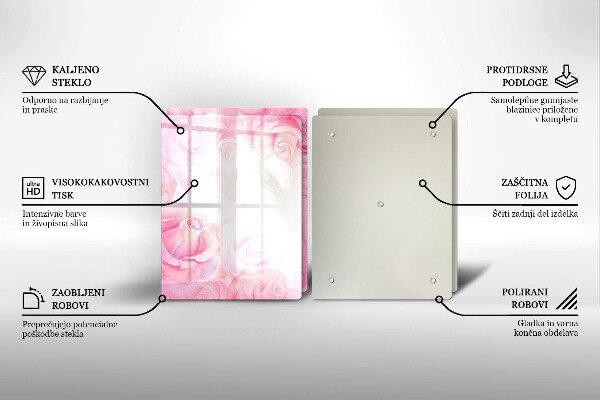 Tvrdené sklo za varnú dosku Jemné ruže na pozadí