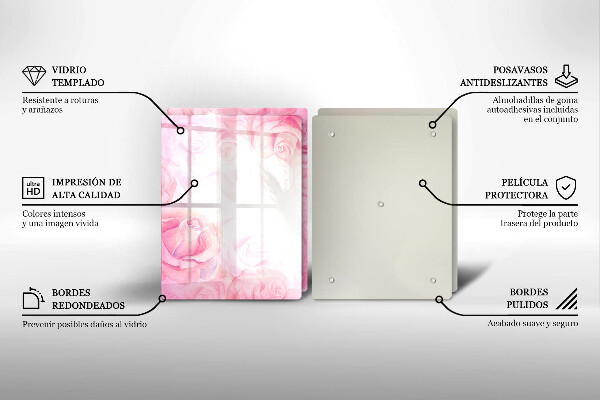 Tvrdené sklo za varnú dosku Jemné ruže na pozadí