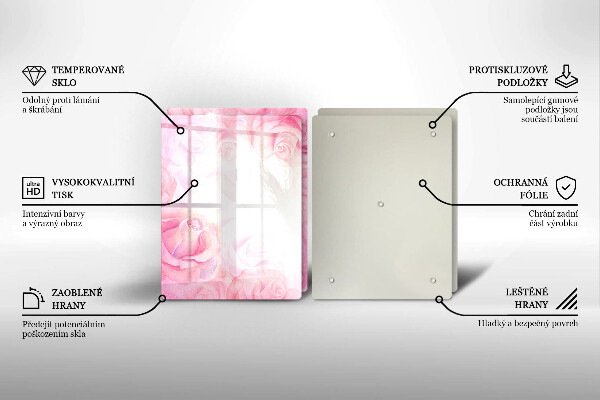 Tvrdené sklo za varnú dosku Jemné ruže na pozadí