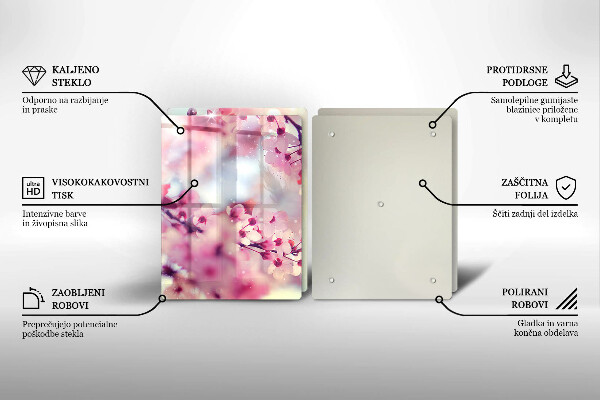 Tvrdené sklo za varnú dosku Prírodné kvety jabloní