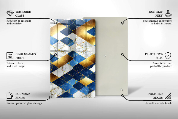 Kryt na indukčnú dosku Zlaté mramorové kosoštvorce