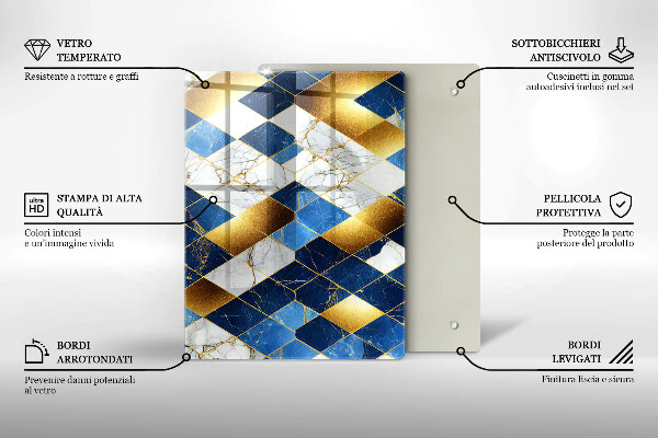 Kryt na indukčnú dosku Zlaté mramorové kosoštvorce