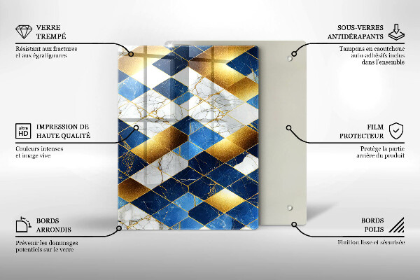 Kryt na indukčnú dosku Zlaté mramorové kosoštvorce