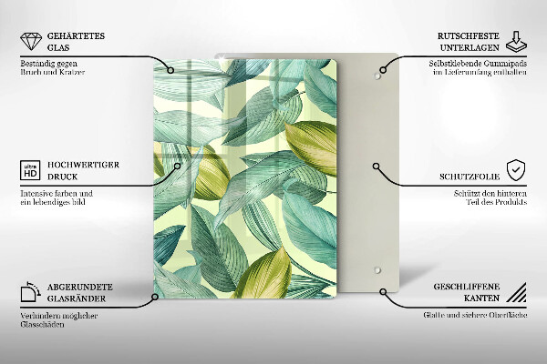 Kryt na indukčnú dosku Zelené tropické listy