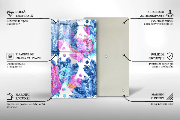 Kryt na indukčnú dosku Perie boho ilustrácie