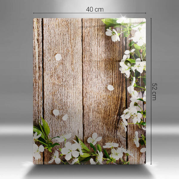 Kryt na sporák Biele kvety na doskách