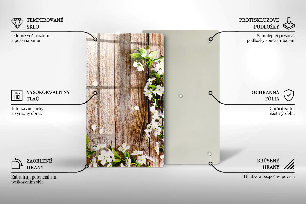 Kryt na sporák Biele kvety na doskách