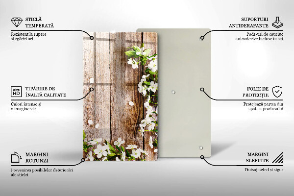 Kryt na sporák Biele kvety na doskách