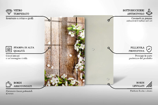 Kryt na sporák Biele kvety na doskách