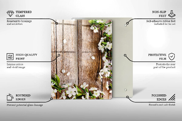 Kryt na sporák Biele kvety na doskách