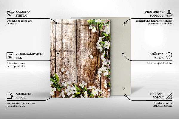 Kryt na sporák Biele kvety na doskách