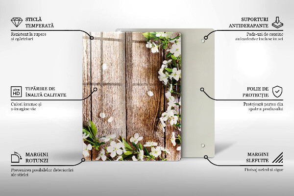 Kryt na sporák Biele kvety na doskách