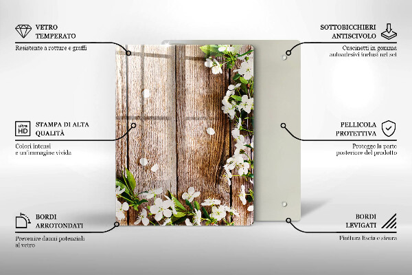 Kryt na sporák Biele kvety na doskách