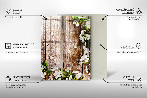 Kryt na sporák Biele kvety na doskách