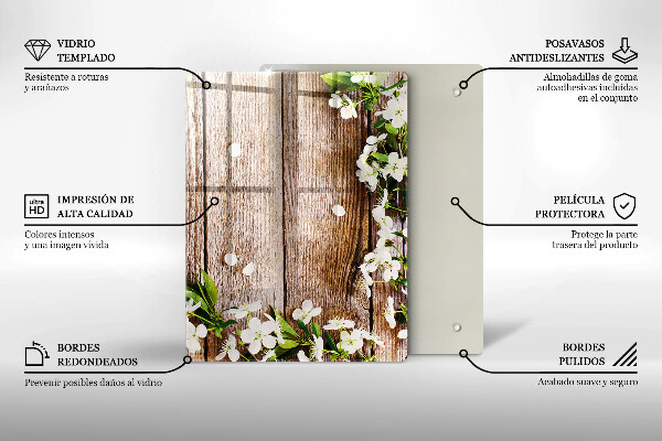 Kryt na sporák Biele kvety na doskách