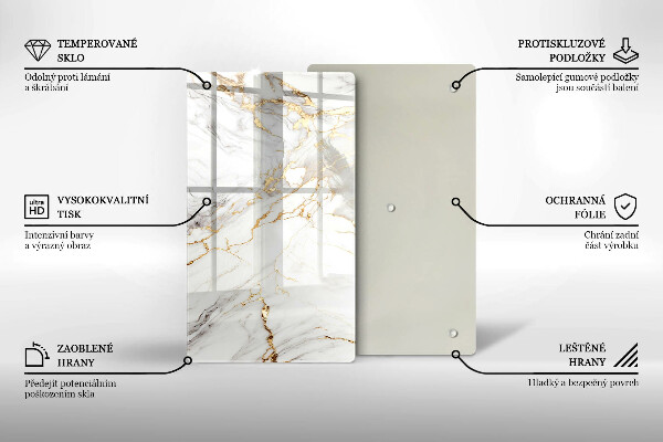 Kryt na indukčnú dosku Svetlý mramor so zlatom