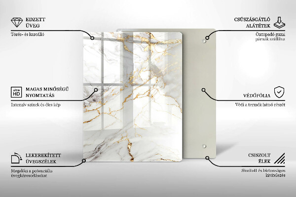 Kryt na indukčnú dosku Svetlý mramor so zlatom