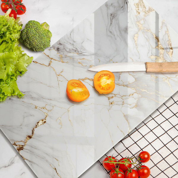 Kryt na indukčnú dosku Svetlý mramor so zlatom