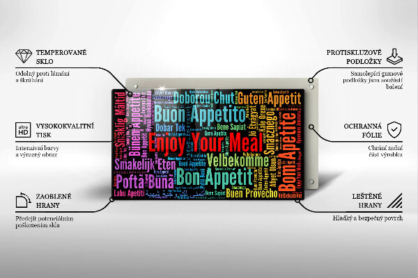 Krycia doska na sklokeramickú varnú dosku Titulky Jazyky dobrej chuti