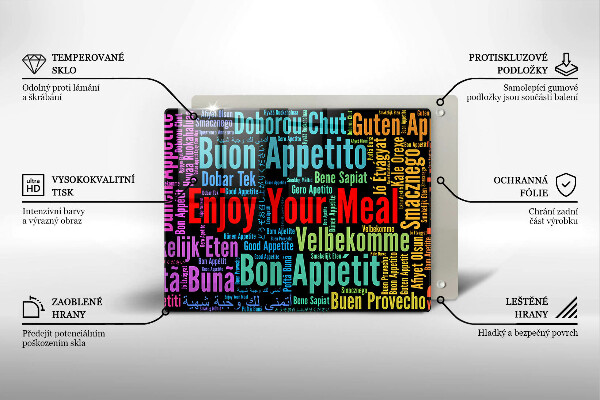 Krycia doska na sklokeramickú varnú dosku Titulky Jazyky dobrej chuti