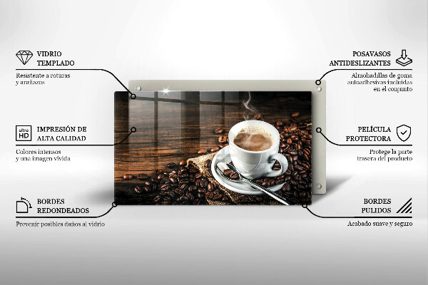 Sklenený kryt za sporák Šálka a kávové zrná