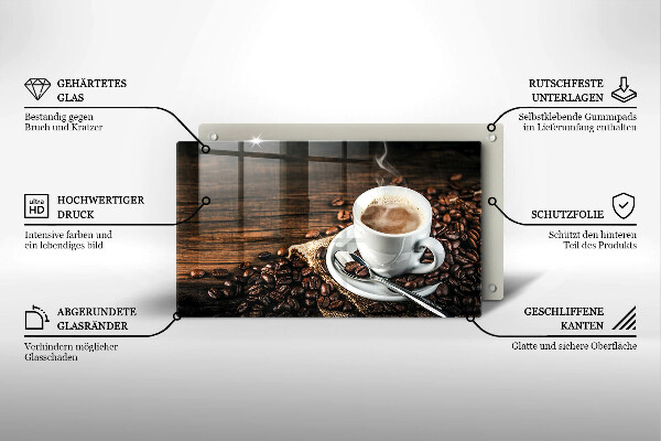 Sklenený kryt za sporák Šálka a kávové zrná