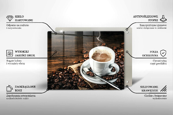 Sklenený kryt za sporák Šálka a kávové zrná