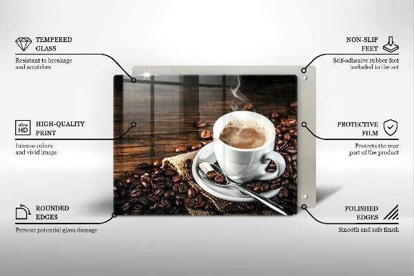 Sklenený kryt za sporák Šálka a kávové zrná