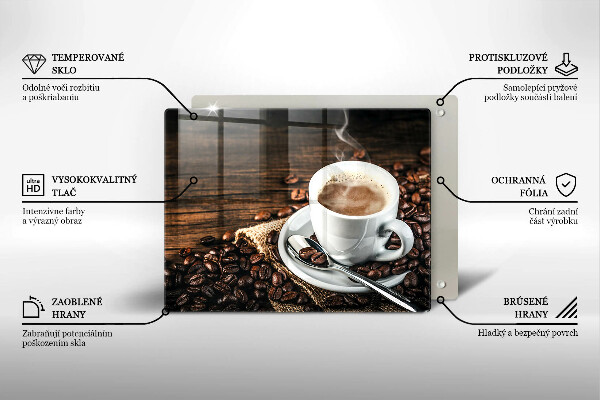 Sklenený kryt za sporák Šálka a kávové zrná