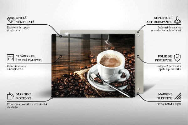 Sklenený kryt za sporák Šálka a kávové zrná